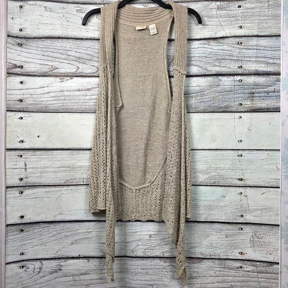 Daytrip L Beige Open Knit Long Cardigan
